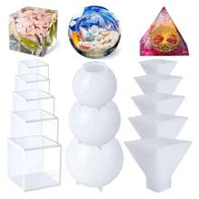 13 Pcs Silicone Resin Molds Set - 5 Square, 3 Sphere & 5 Pyramid Molds For DIY Epoxy Resin, Crystal Art, Home Decor, Flower Preservation - Non-Stick, Bubble-Free & Easy Release