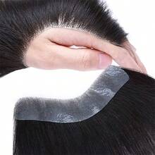 Men Forehead Hairline Toupee Human Hair Skin PU Man Hairpieces Frontal Hair Topper For Receding Natural Hairline Replacement Systems (Black Color) - Natural Black - 查看 3