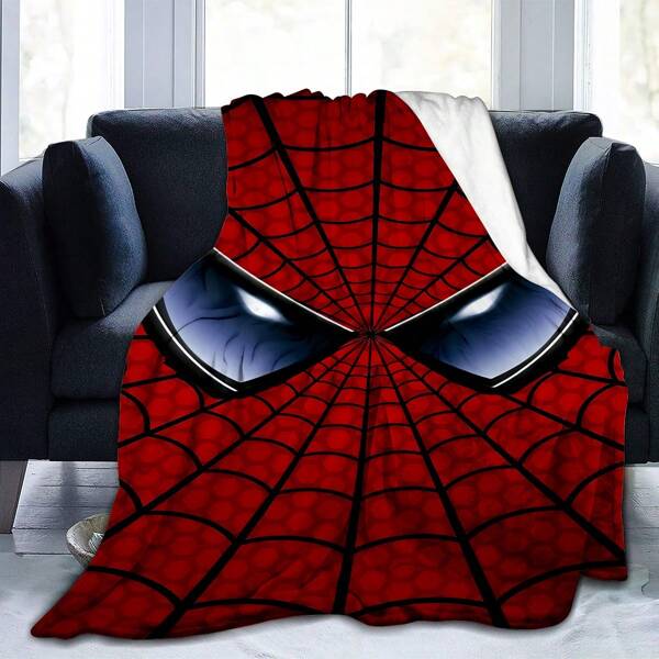 Marvel 1pc Marvel Spider-Man Printed Fleece Blanket - Lightweight, All Season, Polyester Flannel Sofa And Bedcover, Suitable For Home Decor And Gifts, 4-Season Blanket | Spider-Man Design | Durable Covering, Spider-Man Room Decor