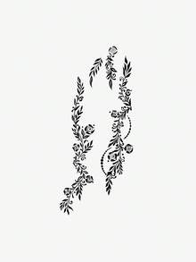 1 件时尚简约指甲花树叶、花朵和藤蔓手部艺术临时纹身，更安全，可持续 7-14 天 - 黑色 - 查看 5