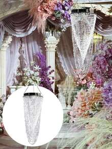 2D平面，圣诞节婚礼新娘房床头彩色装饰现代珠吊灯，3层串珠灯罩，天花板吊坠珠灯罩带亚克力珠宝滴水晶闪光公司庆典派对节日气氛装饰生日庆祝装饰