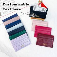 1 件个性化烫金字母名称设计鳄鱼皮图案简约时尚多功能女士礼品钱包卡包零钱包女士生日礼物钱包迷你钱包钱包小钱包可爱钱包腕带钱包 - 彩色 - 查看 4