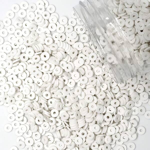 6mm Black & White Polymer Clay Beads - 1000pcs Multifunctional Round Disc Set, For DIY Jewelry, Keychains And Crafts