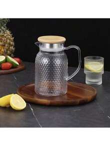 1pc Large Capacity High-Temperature Resistant Water Jug Pitcher - Perfect For Summer Drinks, Restaurant, Lemonade, Juice, And Tea Serving, Easy-To-Clean Design - Clear - View 10