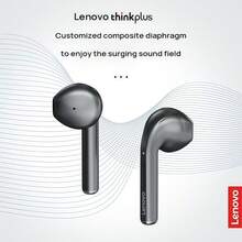 Lenovo LP50 真无线蓝牙耳机，录音室级音质升级，四点防滑设计，智能触控，风噪消除，高清通话，灰色 - 灰色 - 查看 5