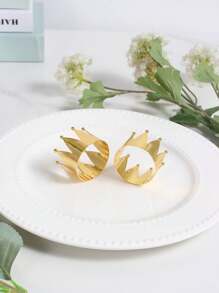 4-8 Pcs/Set Dotty Crown Design Napkin Rings, Suitable For Wedding Reception, Christmas, Restaurant, Family Gathering, Daily Use