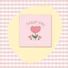 50Pcs 6cm*6cm Thank You Cards Cartoon Flower Greeting Postcards Multicolor Universal Gratitude Labels Event Ornament Home Decor