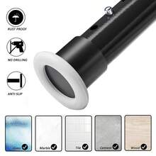 Telescopic Net Voile Tension Curtain Rail Pole Rod Rods Extendable Spring Loaded Room Decor Bathroom Accessories Back To School Fall Decor Bathroom Decor - Black - View 7