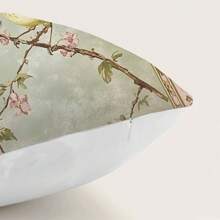 1 buc. Față de pernă decorativă cu model vintage de păsări și crengi florale, material moale din catifea piersică, imprimare pe o singură față, 45 * 45 cm / 50 * 50 cm, potrivită pentru casă, dormitor, sufragerie, canapea, cadou