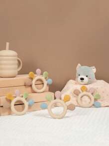 Baby Stegosaurus Silicone Teething Toy Babies Cute Dinosaur Wooden Ring Toys Easy To Grip Cartoon Dino Design Toddler Infant Accessory Youngest Teether Gifts