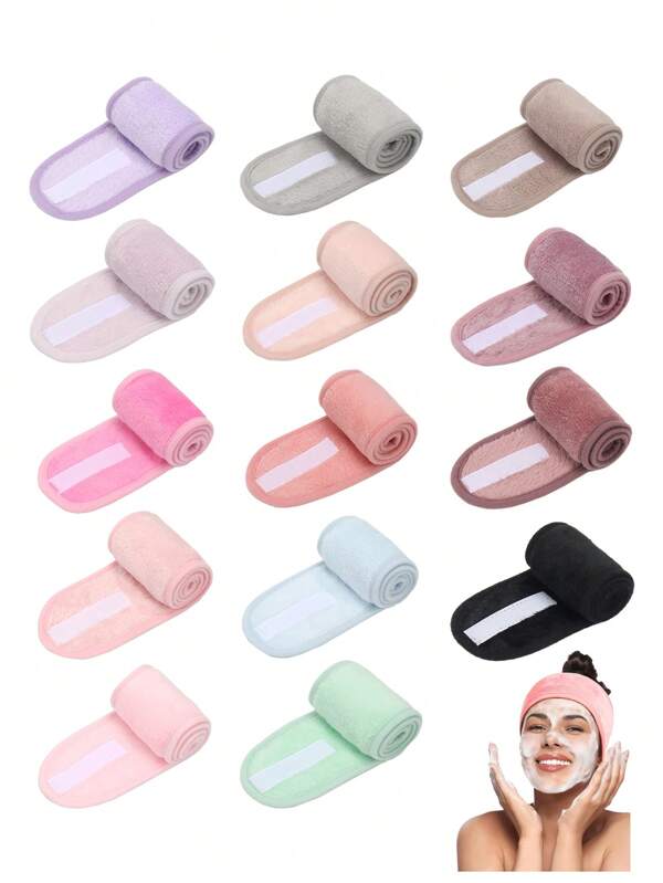 3Pcs Adjustable Women's Spa Facial Headband, Shower & Makeup Hair Tie Suitable For Washing Face, Soft Towel & Hair Styling Accessory Accessories