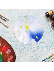 1/2/6 piezas de abanicos en blanco de plástico transparente - Kits de manualidades DIY para dibujo creativo, decoración del hogar personalizable y proyectos artísticos, abanicos semiarmados en blanco para adultos, accesorios de decoración del hogar | Abanicos personalizables | Mangos desmontables, accesorios de dibujo - transparente - Ver 4