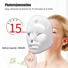 1个红光面膜，7色红光面膜，家用面部护理面膜，无线充电式 - 彩色 - 查看 9