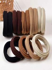 10个/20个高弹力发圈，无缝高马尾发圈，简约女士发饰，马尾发圈，发绳，发圈，运动发带，头饰，弹力发圈 - 彩色 - 查看 1
