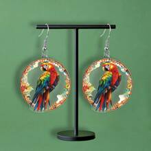1 Pair Acrylic Earrings With Cute Parrot Design, Lovely & Charming Eardrops Gift