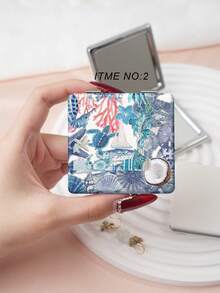 Foldable Compact Vanity Mirror, Lightweight & Ultra-Thin Hand Mirror, Durable PU Leather, Suitable For All Occasions And People, Foldable Square, Portable