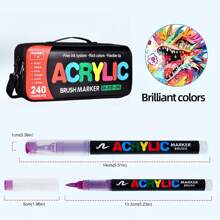 Guangna 240 Color Straight Liquid Acrylic Marking Pen Set With Bag, Portable Marking Pen With Bag, Suitable For Gift Giving, Available In 240 Colors, Daily Professional Office Supplies Marking Pen School Supplies, Back To School