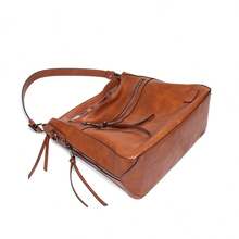 Set di borse da donna di grandi dimensioni realizzate in pelle PU di alta qualità: borsa a mano, borsa a tracolla, shopper e portafoglio – elegante borsa da città/lavoro – shopper, borsa da spiaggia, borsa piccola - Castano - Visualizzare 5