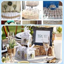 6-24pcs Elegant White Hollow Cross Gift Box Laser-Cut Wedding Candy Box Wedding Baptism Favors Gift Box Decoration Baptism Gifts
