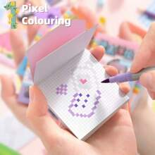 1 pieza/6 piezas/7 piezas/16 piezas Libro de pegatinas de colorear de mini píxeles, también se puede usar como libro de referencia para dibujos de frijoles, se puede desprender como una tarjeta, decoración DIY, también adecuado para regalos festivos