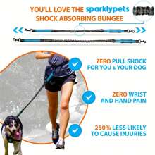 Adjustable 3-In-1 Dog Running Leash - 5m Retractable Hands-Free Leash For Jogging And Training | Reflective Leash With Swivel And Shock Absorber | Outdoor Leash For Medium To Large Dogs (Up To 110 Lbs)