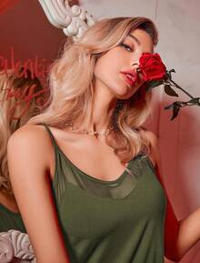 Women's Camisole Chemise Nightgown - Army Green - View 3