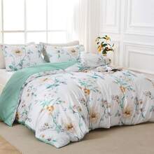 Duvet Cover King Size, Reversible Floral Lavender Duvet Cover Set With Zipper Closure, 3 Pieces Botanical Patterns Soft Microfiber Bedding Set (90"X104", 2 Pillow Cases 20"*36") - 05 - 彩色枝條(無被子) - 查看 3