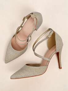 Women's Stiletto Pumps - Gold - View 3