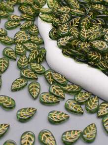 50Pcs A Bag 11x18mm New Green Color Leaf Crystal Glass Beads For DIY Jewelry Leaf Charms Necklace Earring Making