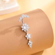 1 Stück Bauchnabel Ring aus Edelstahl mit eingebettetem Zirkonia, klassischer Bauchschmuck für Frauen, geeignet für den täglichen Gebrauch, Urlaub & Lässig