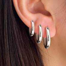 3 Pairs Minimalist Water Drop Design High-End Personal Small Brand Alloy Earrings, Suitable For Women's Daily Wear, Rock & Punk Style - 3-piece Set Of Teardrop Earrings - View 8