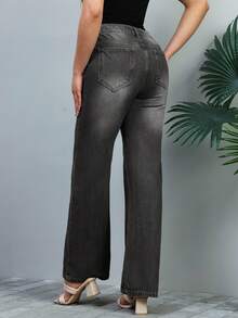 Women's Solid Color Simple Straight-Leg Casual Jeans - Grey - View 6