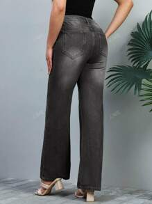 Effenkleurige, eenvoudige, casual jeans met rechte pijpen voor dames