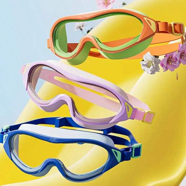 Hochauflösende Schwimmbrille mit großem Rahmen, Lässig, aus Silikon-Material verstellbar, komfortabler Weitblick, Schwimmbrille für Wassersport