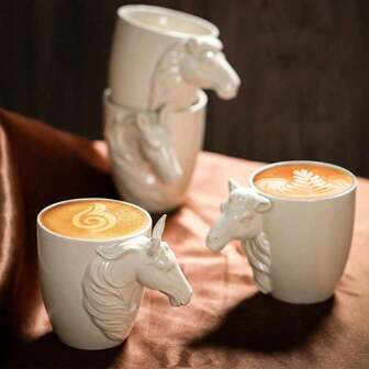 1 taza de espresso de cerámica, taza de agua personal con asa tridimensional de animal, estilo de lujo ligero con ceniza de hierba