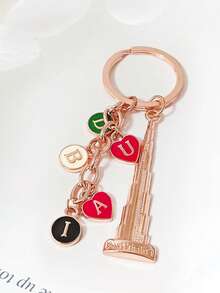 1pc Dubai Burj Khalifa Tower Keychain, Middle East Landmark Tourist Souvenir