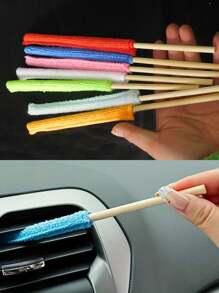 5pcs-Long-Handled Microfiber Car Cleaning Brush For Air Conditioning Vents, Blinds And Tight Spaces - Ideal For Vehicle And Home Cleaning