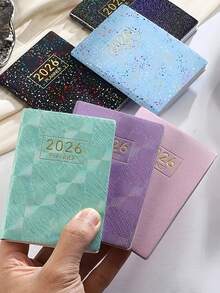 1 pezzo Agenda settimanale in formato A7 inglese 2026, con copertina olografica laser, iridescente e stellata, diario da viaggio e blocco note per ufficio, forniture scolastiche, Back to School - Visualizzare 1