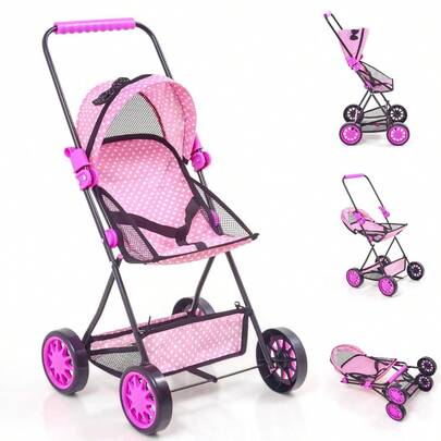 Carrinho de Boneca Baby Sag Luxo Coração com porta objeto 74cm