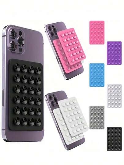 1/5 peças Suporte de telefone com ventosa quadrada de silicone multifuncional com 24 furos, forte aderência, adequado para vários cenários, evita que o telefone caia