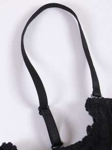 Conjunto de lencería sexy para mujer con sujetador de encaje sin acolchado y pantis de encaje sin entrepierna