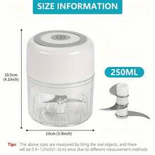 Electric Chopper For Food, White,Garlic Stirr, Mini USB Rechargeable Wireless Food Processor With 304 Stainless Steel, 2 Sharp Blades, Portable Kitchen Meat Grinder For Onion, Garlic, Ginger, Pepper, Almond, Nuts - White - View 9