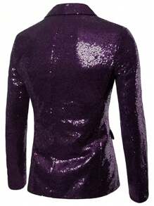 Plus Size Men's Sequin Suit Jacket, For Banquet, Wedding Ceremony, Hosting