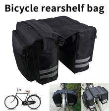 MTB Rear Seat Trunk Rack Pack Waterproof Double Panniers Bag Bike Bicycle - 黑色 - 查看 1