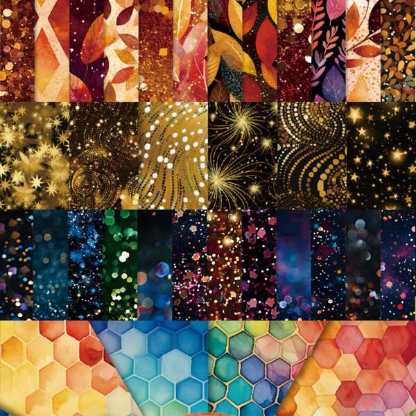 12 Sheets 6"X6" Scrapbook Paper,Colorful/Colourful Lights,Water Waves,Nature,Hive,Golden Night,Golden Autumn,DIY Nebulae Scrapbook Card Making For Adults Teens, DIY Craft Background Paper,Junk Journal,Album, School Supplies,Back To School