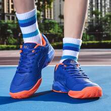 Men's Lace-Up Shock Absorbing Wear-Resistant Tennis Shoes, Lightweight Low-Top Non-Slip Badminton Shoes, Fashionable