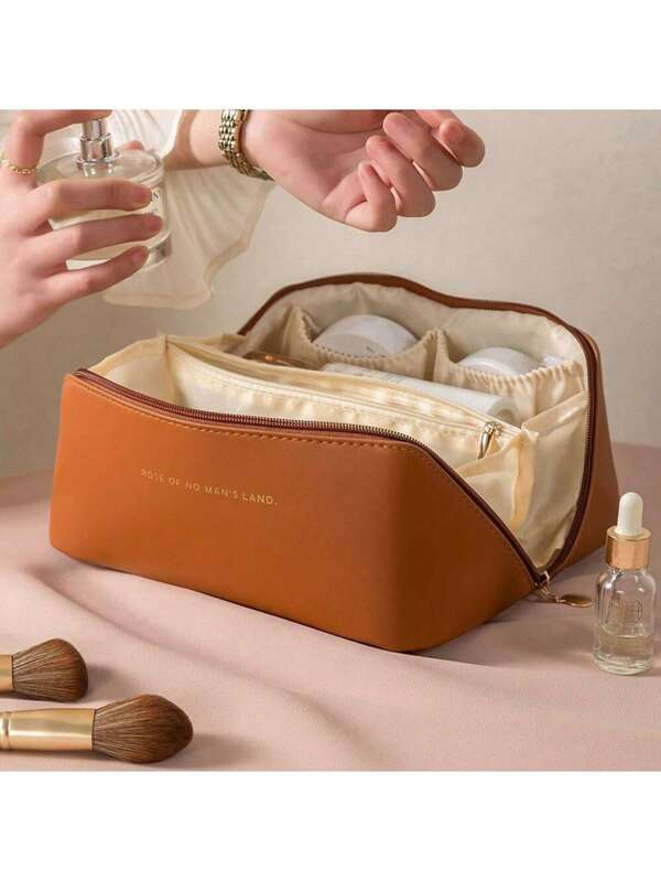 DAONIAO Bolsa cosmética portátil de gran capacidad, bolsa de aseo sencilla para viajes, bolsa de maquillaje ligera