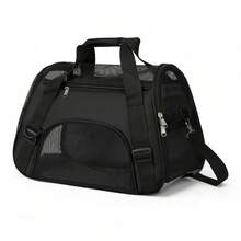 1 pieza Bolsa portátil para mascotas, diseño de asa y correa cruzada, apta para perros y gatos pequeños, para uso en viajes al aire libre - Azul - Ver 7
