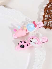 Sanrio Sanrio 2pcs/5pcs Kuromi Hello Kitty Melody Hair Clip Set, Cute Cartoon Alligator Clips & Sweet Hair Tie Rope For Girls' Daily/Bathroom/Summer Use & Role Playing Performance, Cute Cartoon Hair Accessories Claw Clips Hair Slide Hair Barrettes