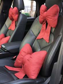 1 件装汽车丝带头枕颈部保护头枕汽车座椅棉麻蝴蝶结头枕柔软舒适